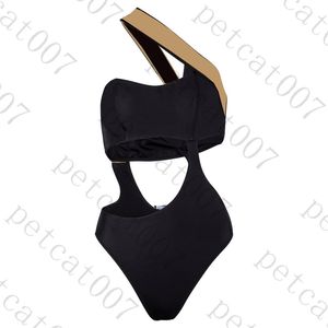 Charm Damen-Bademode, Strand-Bikini, goldfarbener Druck, Badeanzug, Bodysuit, Bikinis, einschultriger Damen-Badeanzug