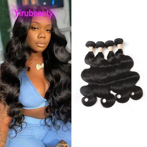 Raw Virgin Human Hair Extensions Double Wefts Body Wave 4 Bundles Indian Four Pieces 10-30inch Yirubeauty