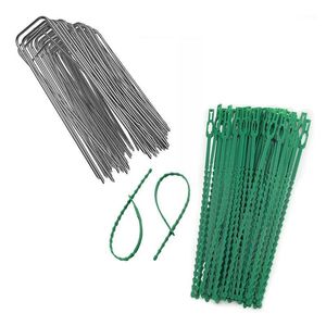 Outros suprimentos de jardim 300 PCS Ajustável Plástico Planta Cabo Ties Reutilizável 200 Stakes Paisagem Staples