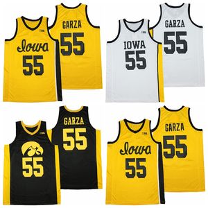 NCAA Koleji Basketbol Iowa Hawkeyes 55 Luka Garza Jersey Erkekler Saf Pamuk Nefes Alabilir Takım Renkli Lacivert Beyaz Sarı Satış