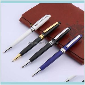 Pens Writing Supplies Office Business & Industrialoffice School Metal Sier Blue Black White 0.7Mm Classic Circles Gift Ballpoint Pen Drop De