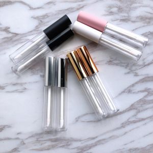 10ml Przezroczysty Pusty Lipgloss Tube Wand Container Private Label Lip Gloss Clear Round Butelka Różowy Silver Rose Gold Black