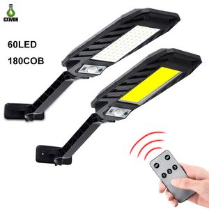 180COB/120COB/60LED Güneş Duvar Lambası Dış Mekan IP65 3 Mod PIR Hareket Sensörü Duvar Lambaları Su geçirmez Bahçe Işığı