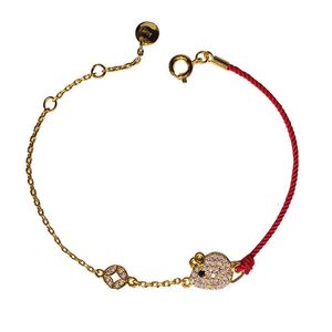 Braccialetti di fascino 56S925 Diamante d'argento intarsiato a mano intrecciata a mano in tessuto Beningnian Rope trasferimento mouse oro rame braccialetto rosso braccialetto rosso