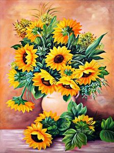Pittura diamante fai-da-te come negozio per la casa o decorazione della parete dell'ufficio, 30 * 40 cm HD Flower Canvas Paint-By-Number Full Diamonds Art Bunch Sunflower T2I52865