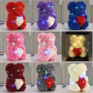 25 cm LED iluminado urso rosa flor valentine day presentes festa decoração amor dias infantis dia professor de ano novo presente fhh21-873