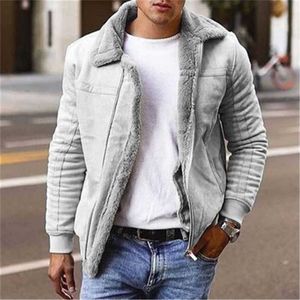 Puimentiua Men's Faux Leather Jackets And Coats Fleece Lined Winter Warm Parkas Thicken Thermal Faux Fur Overcoat Outerwear 211008
