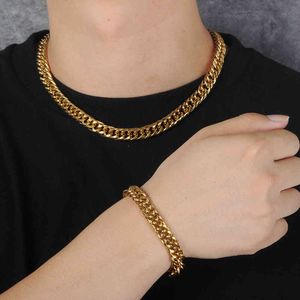 Never Fade 10mm 100% 316L StainlSteel Hip Hop Miami Cuban Link Chain Necklace 7BEADS Women Men Rapper Jewelry Basic Chains X0509