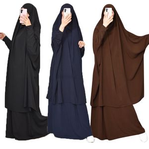 Eid Muslim Women Hijab Dress Prayer Garment Set Jilbab Namaz Full Cover Ramadan Long Khimar Gown Abayas Islamic Clothes Niqab