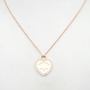 100% ren silver ms klassisk gyllene ros guld hjärta hängsmycke halsband set zircon brevälskare romantiska mode tillbehör q0531
