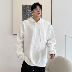 Felpe con cappuccio da uomo 2021 autunno stile coreano design in rilievo in rilievo unico felpa da uomo casual allentato copertura con cappuccio per uomo, M-XXL