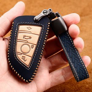 Leather Car Key Case Remote Cover for 1 2 3 4 5 6 7 Series X1 X3 X4 X5 X6 F30 F34 F10 F07 F20 G30 F15 F16 Chain Accessories