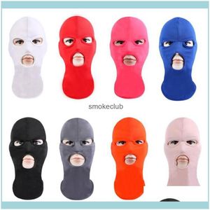 Caps Protective Gear Cycling Sports & Outdoors Fl Er Three 3 Hole Knit Hat Winter Stretch Mask Thermal Ski Warm Face Masks Drop Delivery 202