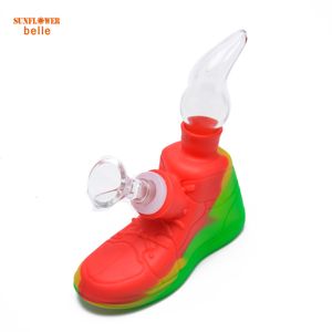 Silicone Sneaker Ręcznie Rura Palenie Kitnionka Waterpipe ze szklanym Dish Usta Układ