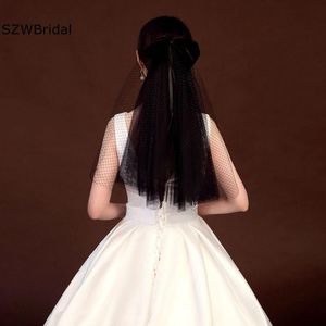 Wholesale short bride veil for sale - Group buy Bridal Veils Hard Tulle Short Black Veil Brides With Bow Bruiloft Slub Headwear Mariage Wedding Accessories