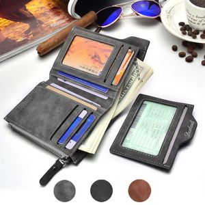 Carteiras moda moda masculina casual couro falso de estilo curto bifold bifold strack zip negócio macio durável carteira bolso