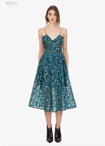 2021 Green Peacock Blue Sequined Dress Summer Women Spaghetti Strap Sexy Low Cut Lace Long Party Dresses