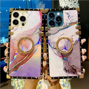 Fashion Designer Phone Cases For iPhone 13 Pro Max 12 11 XR XS 8 Plus Samsung Galaxy A03S A12 A32 A82 Moto G Stylus 2021 5G TPU Acrylic 2 In 1 Square Shockproof Cover