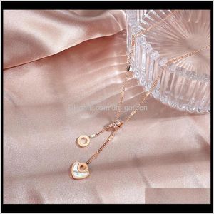 Hängsmycke Halsband Pendants Smycken Cyue Utsökt Kärlek Hjärtat Rose Gold Titanium Steel Roman Numerals Clavicle Chain Halsband för WO