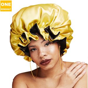 Hair Clippers Cap Hat Double Side Wear Women Head Cover Sleep Cap Satin Bonnet For Beautiful Hairdressing