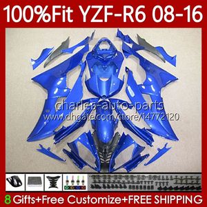 Injektionsformkroppar för Yamaha YZF-R6 YZF R6 R 6 600YZF600 2008-2016 Bodywork 99NO.141 600cc YZFR6 08 2008 2009 2010 2011 2012 YZF-600 13 14 15 16 OEM FAIRING Glansblå