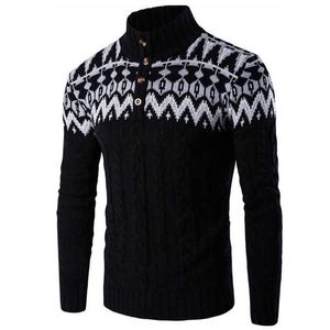 Winter Thick Warm Cashmere Christmas Sweater Men stand Collor Sweaters Slim Fit Pullover Classic Wool Knitwear Pull Homme Y0907