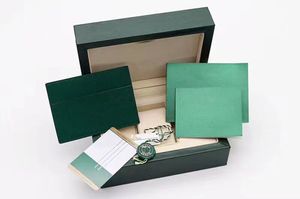 Бокс Содержимого оптовых-Зеленые часы коробки часовые коробки высочайшего качества темный подарок древесный корпус для часов часов книги бирки и бумаги швейцарские контент карточки можно настроить