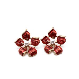 Stud Red Earring Enamel Personality Antique Metal