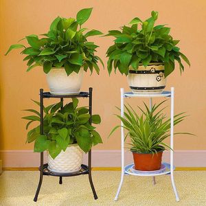 Metal Flower Plant Pot Stand Shelf Racker Portador Ferro Exibir prateleira 2 Bandeja para Decora￧￣o Interior do P￡tio de P￡tio de P￡tio de Jardim