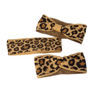 Stora barn pannband mode stickat leopard tvärbindningar flickor headwrap elastic knut barn headwrap hår tillbehör för flickor 1425 b3