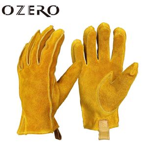 OZERO Motorcycle Cowhide Mens Women Cycling Anti-Slip Full Finger Mountain Bicycle Guantes Moto Gloves