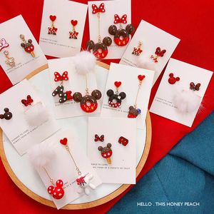 Dangle & Chandelier Cute Mouse Resin Earrings Wholesale Letters M Hairy Ball Point Bow Lovely Palm Metal Trendy Jewelry Cartoon Anime Access