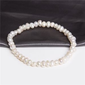 5–5,5 mm natürliches weißes Süßwasserperlen-Armband, elastisch, barocke echte Perlen, Perlenarmbänder, Kette für Frauen, edler Schmuck, Geschenke