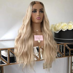 Glueless Human Hair Wig 613 Ombre Light Platinum Blonde U Part Wigs 2x4 Opening Natural Wave Remy Hair for Women 150% 180% 250density