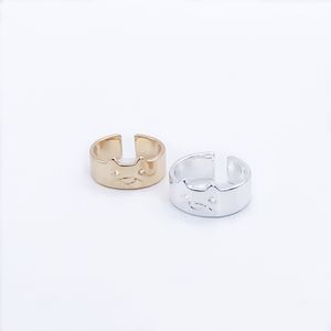 NEW Trendy Bear Face Ring Fixed Size Opening Design Animal Flat Rings Suitable For Unisex