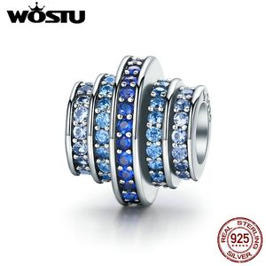 Alta qualità reale argento sterling 925 blu melodia perline misura originale braccialetto di fascino WST autentico gioielleria raffinata CQC129 Q0531