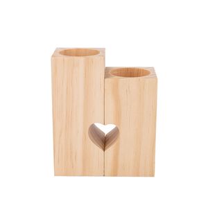Portacandele in legno a forma di cuore Candeliere scavato a forma di cuore Decorazione da tavola romantica per la decorazione di nozze per la festa di compleanno domestica W0053