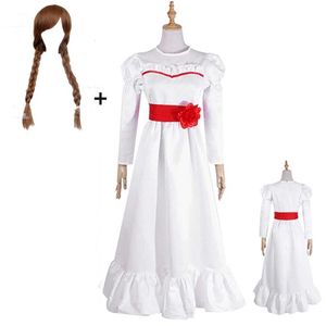 Horror Bride Annabellers Sukienka Wyczuć Doll Cosplay Kostium Kobiet Horror Straszny Fancy Dress Stroje Dziewczyna Halloween Party Prezent Y0903