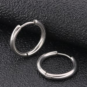 2 pcs ouro preto 316L aço inoxidável redondo aro cirúrgico brincos coreano bonito 25mm grosso círculo orelha punk jóias