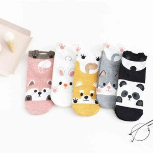 Panda Fox Rabbit Dog Jesień Zima Moda Zwierząt Kobiety Bawełniane Skarpetki Przypadkowe Szczęśliwe Śmieszne Skarpetki Korea Harajuku Kawaii Cute Girls G1224