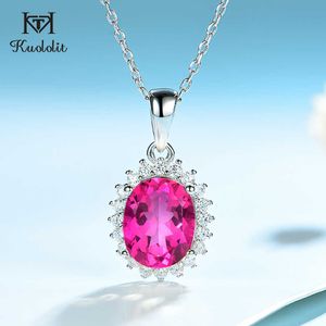 Natural Pink Topaz Pendants Necklaces For Women Gemstone Sterling Silver Jewelry Custom Letter Gift Christmas