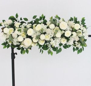 100cm DIY ślubna dekoracja ścienna z kwiatów dostarcza jedwabne piwonie róża sztuczny kwiat rząd wystrój ślub żelazny łuk tło