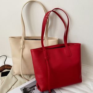 Kvinnor enkla handväskor läder stora kapacitet axelpåsar bärbara dam dagliga rese shopping totes