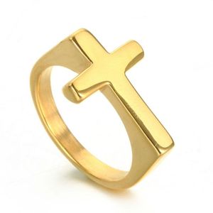 Rings de cluster toca a moda simples de moda masculina Black Cross Christian Amulet Ring