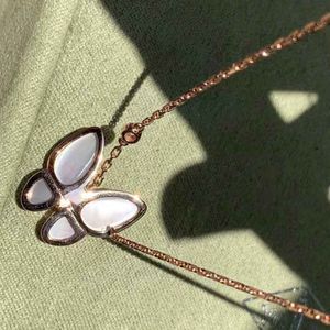 S925 silver Top quality Butterfly flower pendant necklace in 18k rose gold for women wedding gift jewelry Free Shipping WEB079