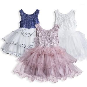 Dziewczyny Dresses Little Girl Letnia Sukienka Vestidos Urodziny Wedding Party Fancy Ubrania Kwiaty Aplikacje Causal Ball Suknia dla lat