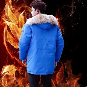 Warm Manteau Coat Thick Winter Men White Duck Down Jacket for Mens Chaquetas Overcoat Real wolf fur Doudoune homme Man Outwear Parka Coats