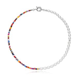 Pearl Beads Choker Halsband Boho Style Pearls Halsband Asymmetrisk Lås Högkvalitativa Smycken Tillbehör 987 B3