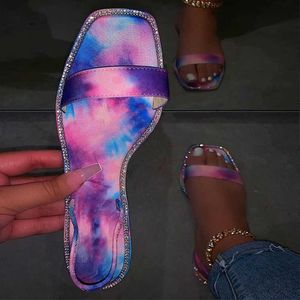 Kadın Ayakkabıları Bling Renkli Sandalet Kadınlar 2020 Yaz Glitter Femmes Sandales Açık Plaj Slaytlar Bayanlar Terlik Düz Ayakkabı Y0608