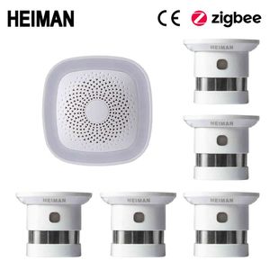 Sistema De Seguridad De Zigbee al por mayor-Heiman ha1 Zigbee Fire Alarm System Wireless Security Home System Smart WiFi Gateway y Sensor Detector Sensor DIY Kit